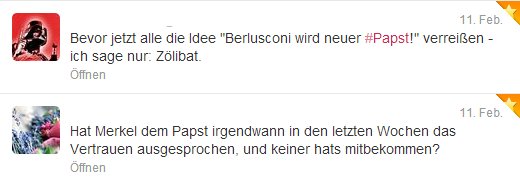 Papst tritt Zurück - Twitter - Merkel und Berlusconi