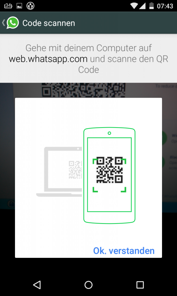 QR Code mit WhatsApp scannen für WhatsApp Web