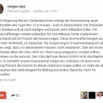 Deutschland soll für die Modernisierung der US Atomwaffen zahlen